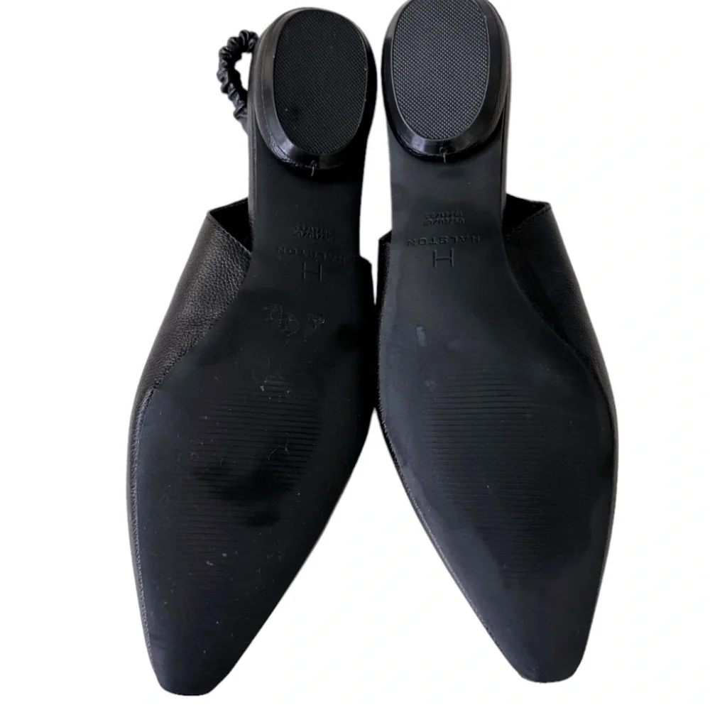Halston Black Heyden Sling Back Flats Pointed Toe Shoes - Picture 6 of 6
